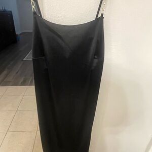 Planet Gold Black Asymmetrical Maxi Skirt for Cocktail
